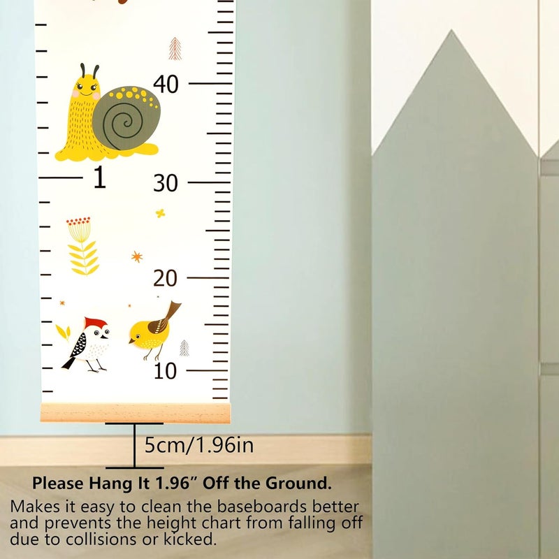 DOOLMIN Baby Height Growth Chart, Canvas Height Measuring Chart for Kids Child Toddler Boys Girls, 79" x 7.9" Hangable and Removable Waterproof Wood Ruler for Wall Room Nursery Décor (White Fox) - Image 5